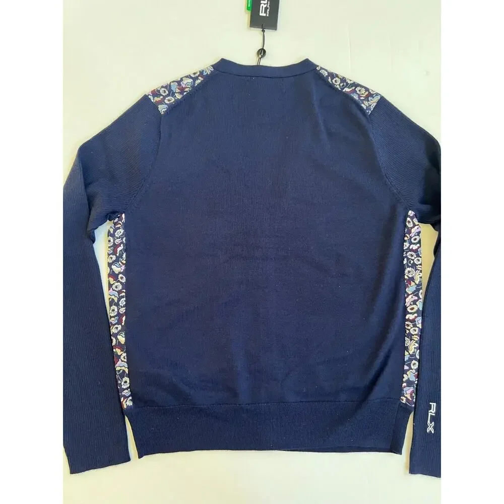 RLX Ralph Lauren Women's Golf 7/15 French Navy Cardigan Sweater Size M - Picture 9 of 12